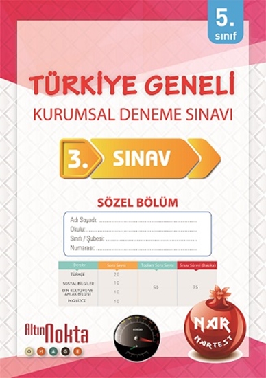 5. Sınıf Nartest 3. Kurumsal Deneme A Sözel Kitapçığı Nisan 2021