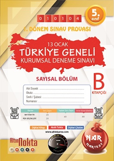 Nartest 5. Sınıf 3. Kurumsal Deneme Ocak B Say Kod 010104